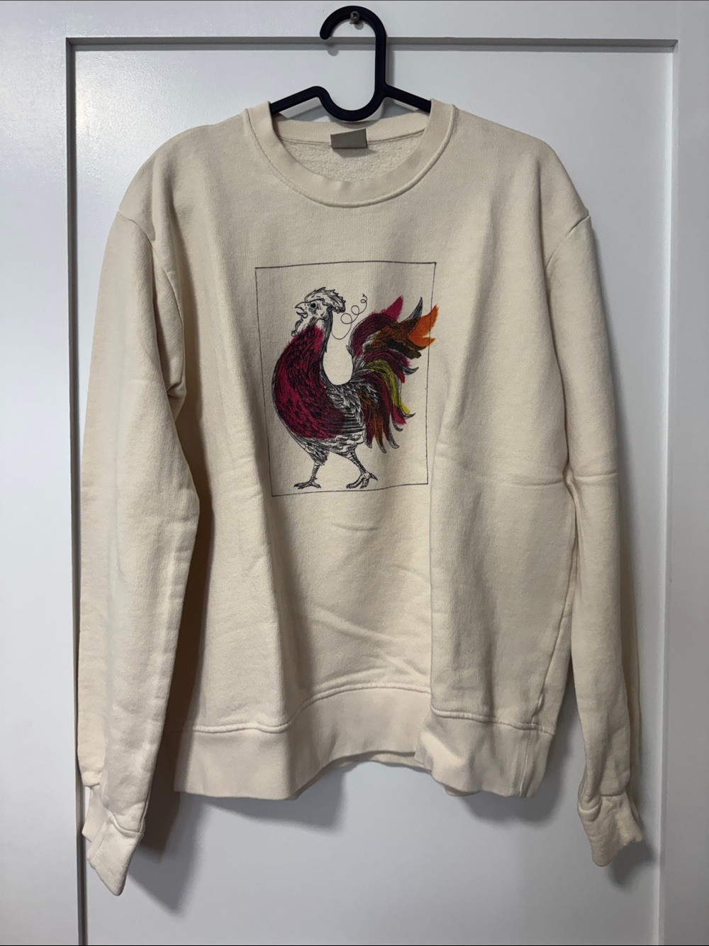 Paul Smith Cream Crewneck Sweatshirt with Multicolor Rooster Graphic